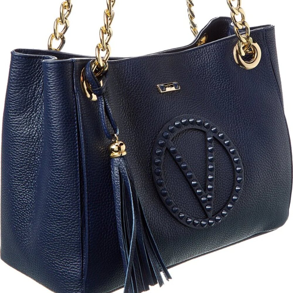 NWT ☑️Valentino LUISA ROCK Leather Chain Quilted NAVY BLUE💙 NWT, DUST BAG & COA - Picture 3 of 17
